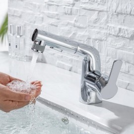 Basin Mixer With Extractable Copper Nozzle For Bathroom