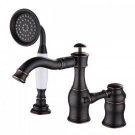 Copper Lavatory Faucet Black Orb/Gold/Rose Gold 1 Handle 3 Hole