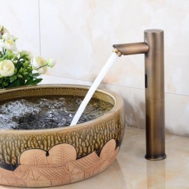 Retro Copper Basin Faucet Infrared Single Cold Water Sensor