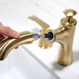 Brushed Gold Basin Mixer 3-Hole Removable Nozzle 2 Handles For Bathroom