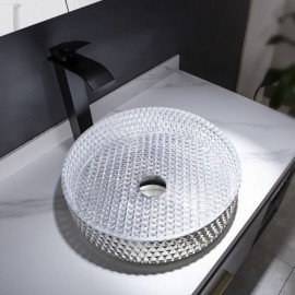 Round Countertop Basin In Silver-Plated Glass For Toilets