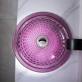 Purple Countertop Washbasin In Round Glass Optional Faucet