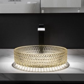 Modern Round Glass Basin For Bathroom Optional Faucet