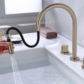 Modern Two Handle Basin Faucet Chrome/Black/Brushed Gold