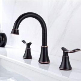 Hole 2 Handles Hot And Cold Basin Faucet Stainless Steel For Bathroom