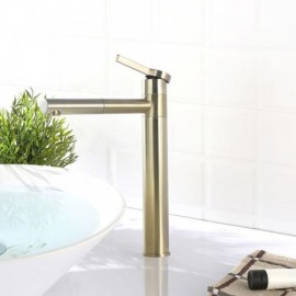 Modern Basin Mixer Faucet With Rotating Water Spout For Bathroom Brushed Gold/Brushed Nickel