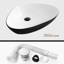 White/Black Ceramic Countertop Basin For Bathroom Optional Faucet