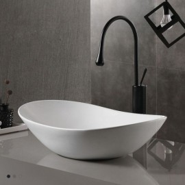 White Ceramic Countertop Sink Simple Modern For Bathroom Toilet