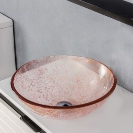 Round Countertop Basin In Mini Style Tempered Glass For Bathroom