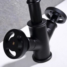 Classic Black Double Handle Basin Mixer For Bathroom