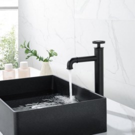 Classic Black Single Handle Basin Faucet Cold Hot Water For Bathroom