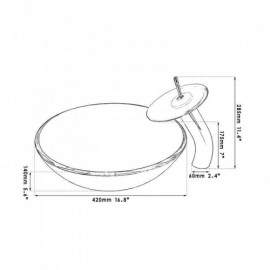 Tempered Glass Countertop Sink With Waterfall Faucet For Bathroom