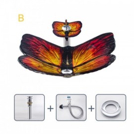 Butterfly-Shaped Blue Tempered Glass Basin For Bathroom