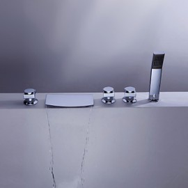 Brass Waterfall Tub Tap with Hand Shower (Chrome Finish)