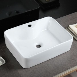 Rectangular Countertop Sink In Modern White Ceramic For Bathroom