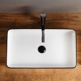 Rectangular White Ceramic Countertop Sink For Bathroom