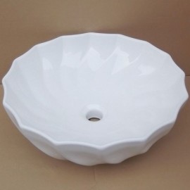 White Spiral Round Ceramic Countertop Sink For Bathroom