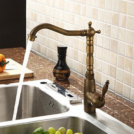 Deck Mounted Single Handle One Hole with Antique Brass Kitchen Tap