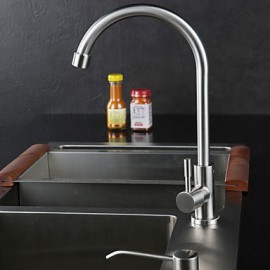 High Quality Fashion Brushed Finish Stainless Steel 360 Degree Rotatable Single Cold Kitchen Sink Tap