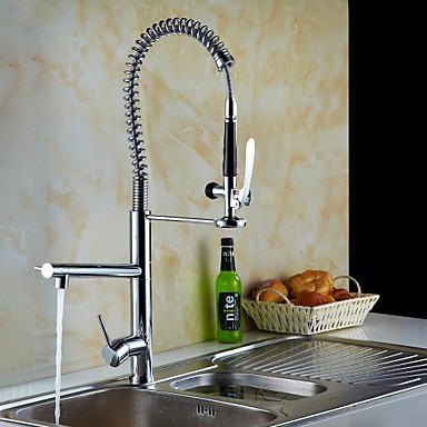 Solid Brass Single Handle Spring Pull Down Kitchen Tap - Faucet Shop