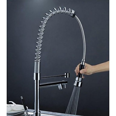 Pull Down Kitchen Sink Tap Swivel Spout Mixer Chrome Finish - Faucet Shop