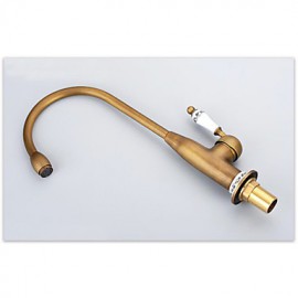 Antique Brass Copper Rotatable Spout Blue And white Ceramic Single Handle Single Hole Cold And Hot Water Kitchen Tap