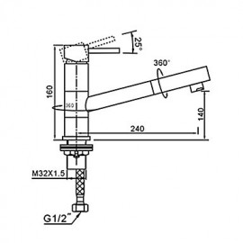 Centerset Single Handle One Hole with Chrome Kitchen Tap