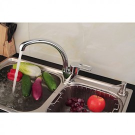 Contemporary Chrome Finish One Hole Single Handle Kitchen Tap