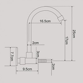 Wall Type 360 Degree Rotatable Chrome Plated Brass Kitchen Sink Tap - Silver