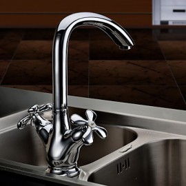 Kitchen Tap Centerset with Chrome Two Handles One Hole