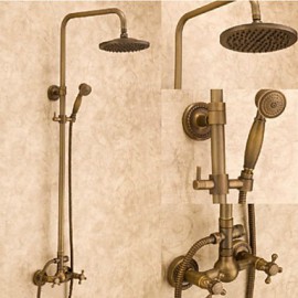 Antique Brass Rain Bathroom Shower Set Tap W/Tub Tap Mixer Tap Wall Mount