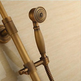 Antique Brass Rain Bathroom Shower Set Tap W/Tub Tap Mixer Tap Wall Mount