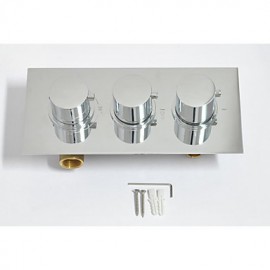 Triple Handle Thermostatic Shower Valve Brass 8" LED Rain Shower Head Spa Body Massage Spray Jets