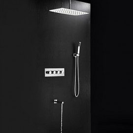 Contemporary Chrome Brass Shower Tap with Air Injection Technology Shower Head