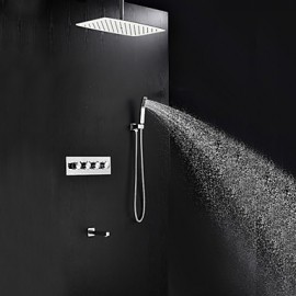 Contemporary Chrome Brass Shower Tap with Air Injection Technology Shower Head