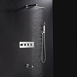 Contemporary Chrome Brass Shower Tap with Air Injection Technology Shower Head