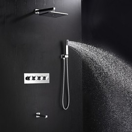 Contemporary Chrome Brass Shower Tap with Air Injection Technology Shower Head