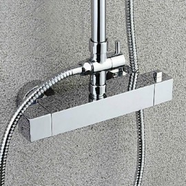 Luxury Brass Thermostatic Shower Tap Chrome Finished Rain Square Shower Tap Bathroom Shower Mixer Tap