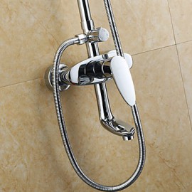 Shower Tap Contemporary Brass Chrome Shower Set with Shower Head and Hand Shower