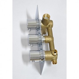 Chrome Round Triple Handle Thermostatic Rainfall Shower Mixer Valve