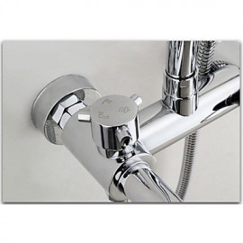 Bathroom Wall Mounted Single Handle Rain Shower Tap Set with 8 Inch ABS Grey Head Shower and Hand Shower