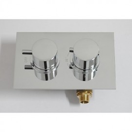 Chrome Round Dual Handle Thermostatic Rainfall Shower Mixer Valve