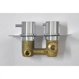 Chrome Round Dual Handle Thermostatic Rainfall Shower Mixer Valve