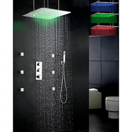 Shower Tap Contemporary LED / Thermostatic / Rain Shower / Sidespray / Handshower Included Brass Chrome