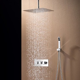 Contemporary Chrome Brass Shower Tap with Air Injection Technology Shower Head