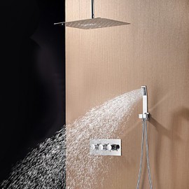 Contemporary Chrome Brass Shower Tap with Air Injection Technology Shower Head