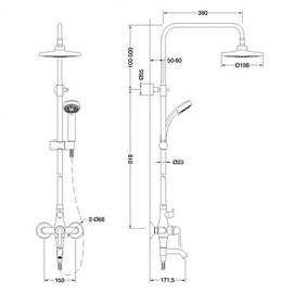 Shower Tap Contemporary Waterfall / Sidespray Brass Painting