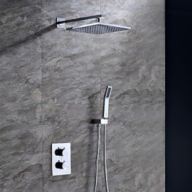 Contemporary Chrome Brass Thermostatic Shower Tap with Air Injection Technology Shower Head