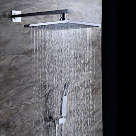 Contemporary Chrome Brass Thermostatic Shower Tap with Air Injection Technology Shower Head