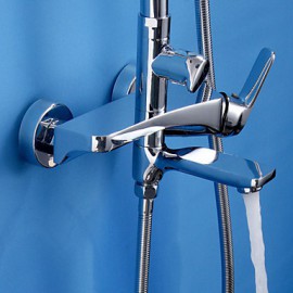 Contemporary Chrome Brass Shower Tap with Air Injection Technology Shower Head